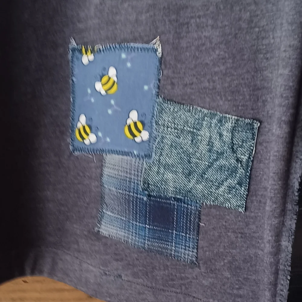 Blue Upcycled Graphic Long Sleeve Shirt - Picture 6 of 9